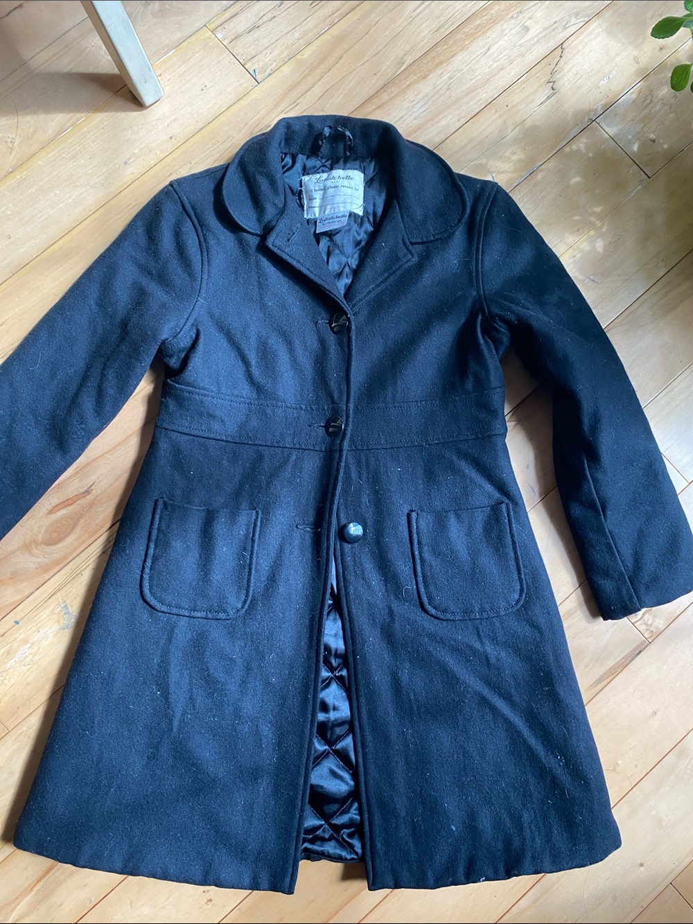 Classic Black Girls Wool Blend Coat